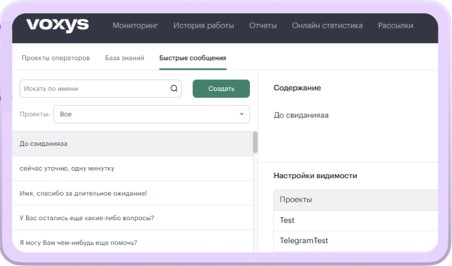 Шаблоны ответов чат-платформы VOXYS
